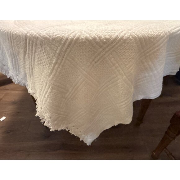 Basketweave Queen Size Bedspread Mohawk Home 100% Cotton Made In USA - Picture 2 of 4